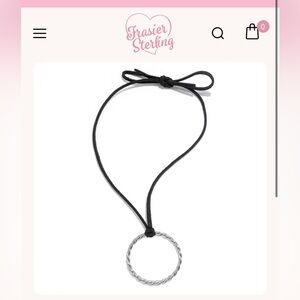 Frasier Sterling black cord silver circle pendant necklace, never worn in bag